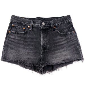Levi’s 501 High Rise Denim Shorts Distressed Black